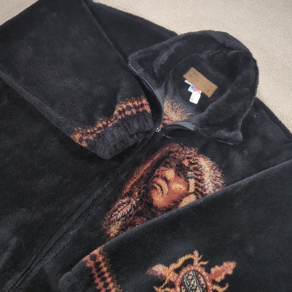 Bear Ridge‎ Outfitters Native American Chief Plush Fleece Jacket Full  Zip Parka